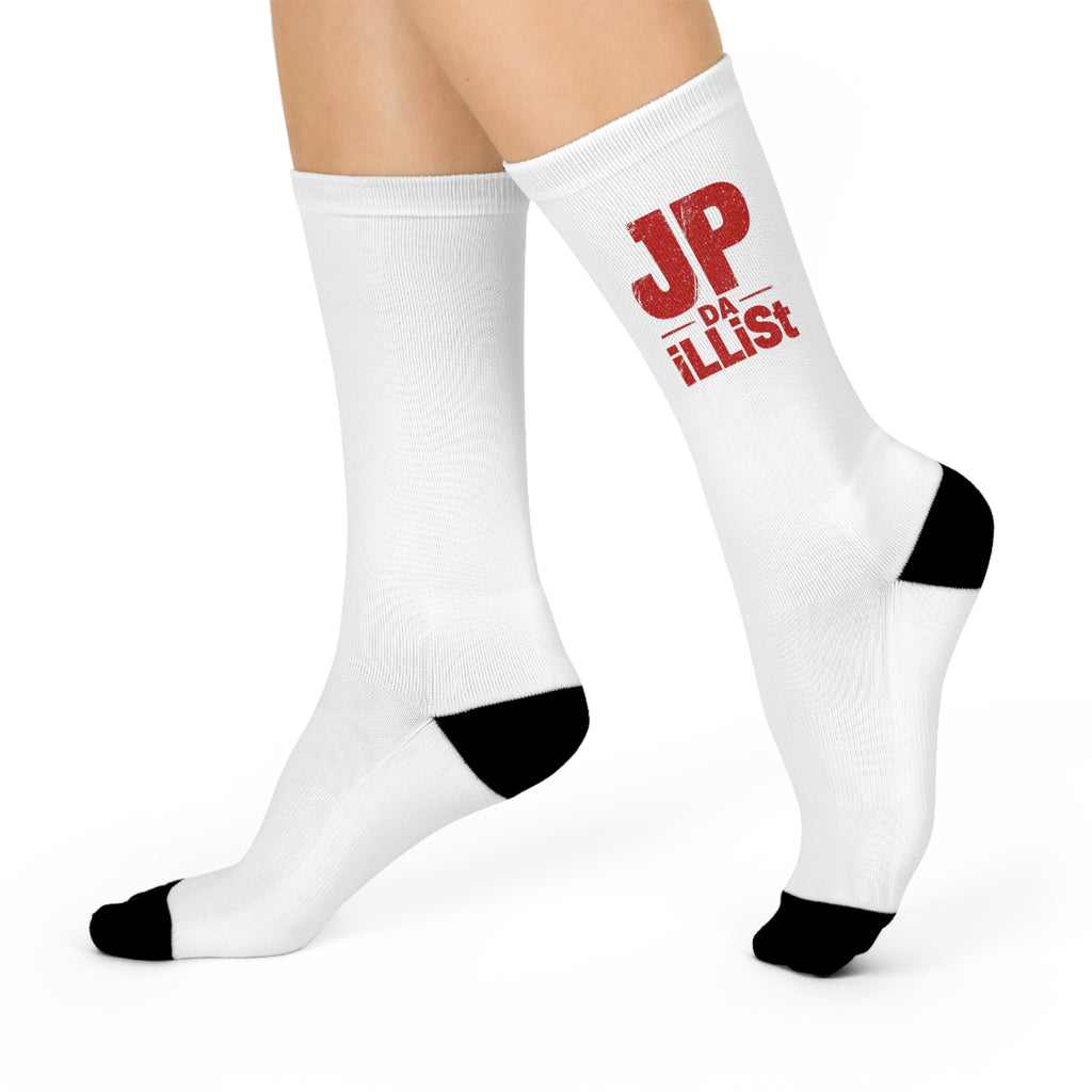 Cushioned Crew Socks — 'JP Da ILList' Graphic Athletic Crew Socks