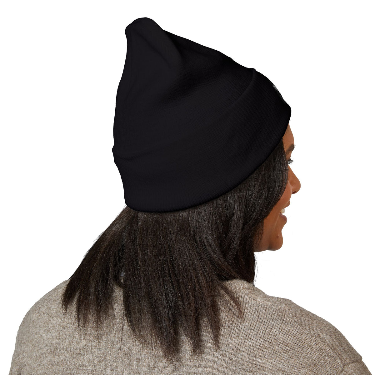JP Da iLList Embroidered Cuffed Beanie — Classic Black Knit Winter Hat